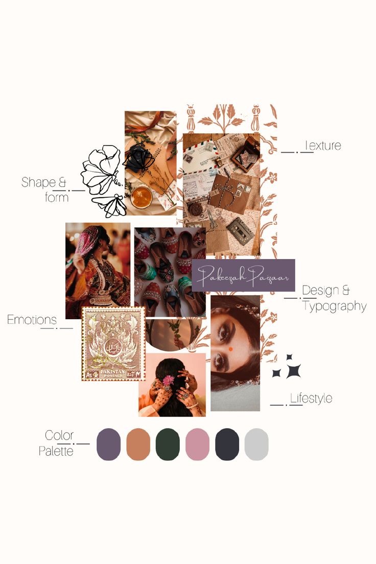 Handcrafted artisanal moodboard showcasing earthy tones